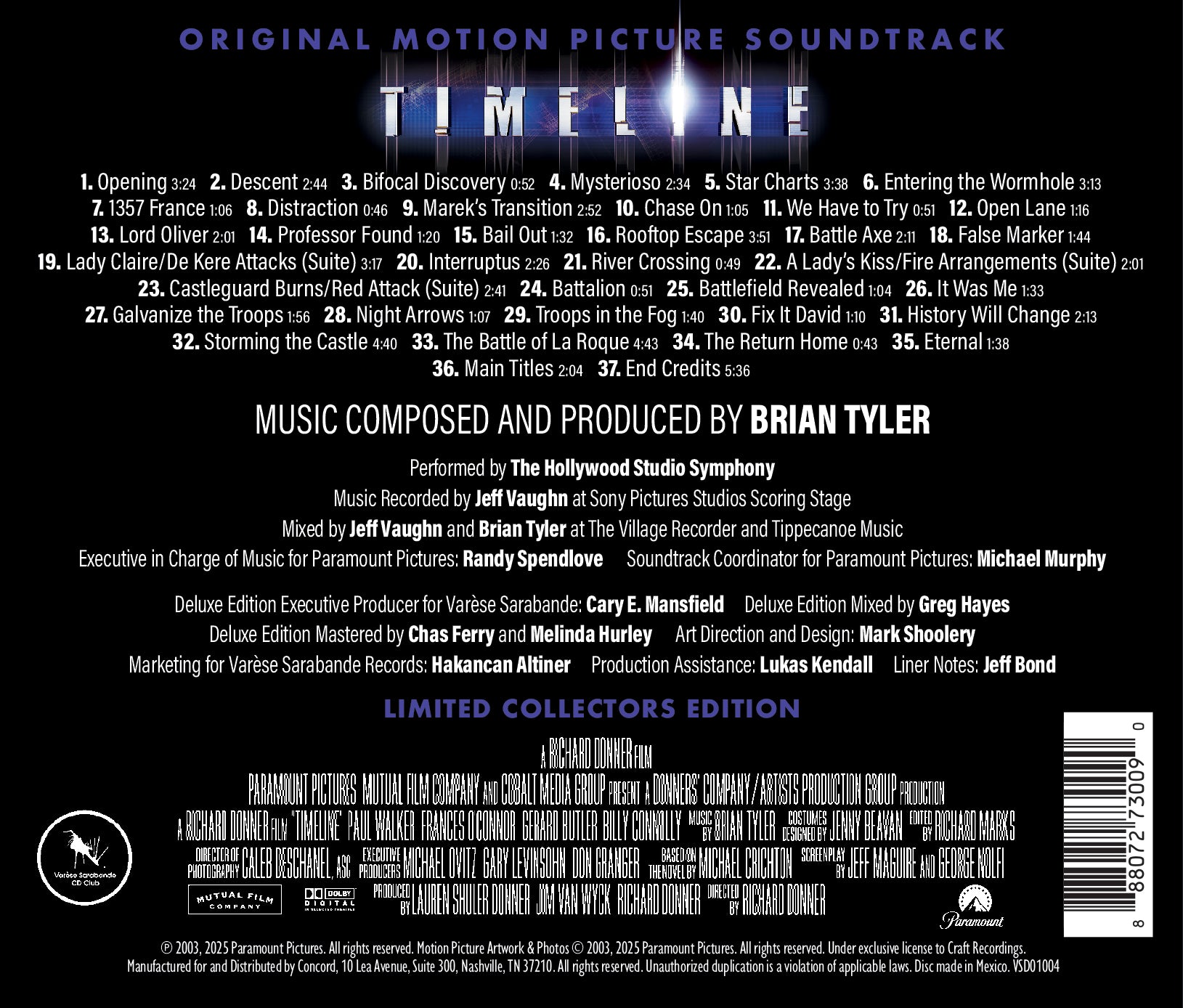 Timeline (The Deluxe Edition) (CD) – Varèse Sarabande