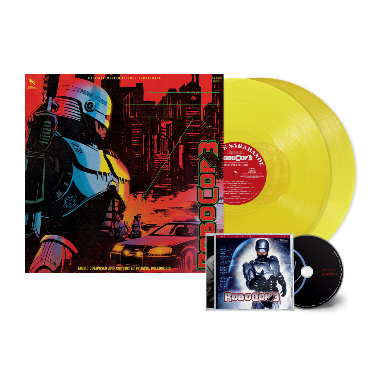 RoboCop 3: The Deluxe Edition (“Delta City” Yellow 2-LP) + RoboCop 3: The Deluxe Edition (Varèse Encore CD) BUNDLE