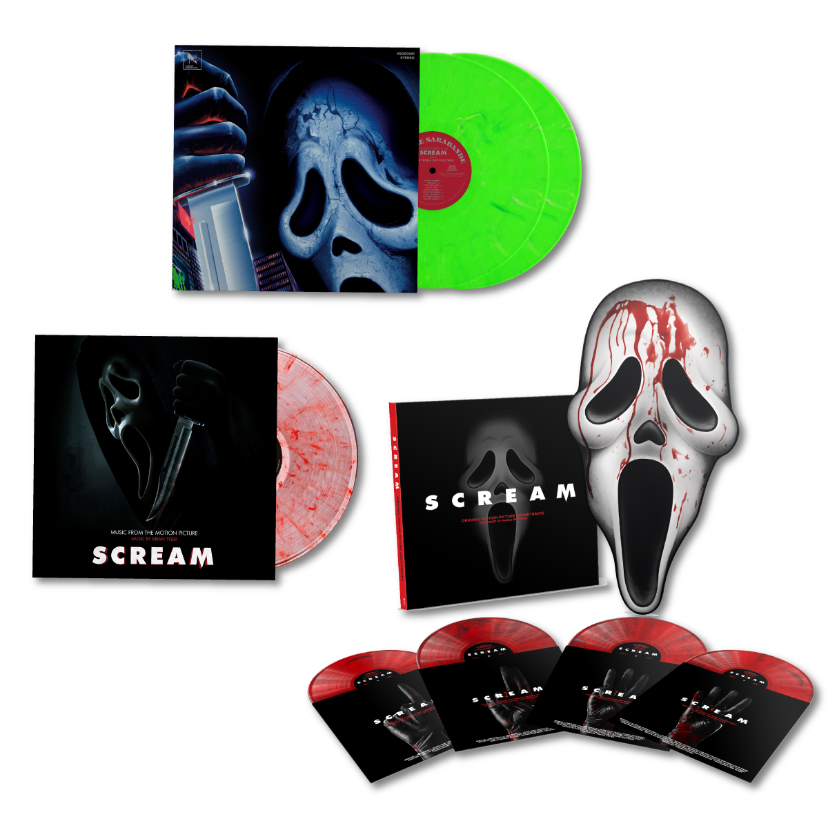 Scream: Original Motion Picture Soundtracks (4-LP Box Set) + Scream (2022) (Clear/Red Smoke LP) + Scream VI (Stab Green 2LP) Bundle